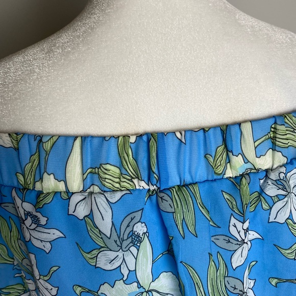 Lulu’s Stay Sweet Light Blue Floral Print Off-the-Shoulder Romper size S - Picture 5 of 10